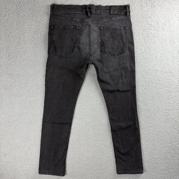 All Saints Jeans Mens 32 Pants Black Cigarette Skinny Fit Faded Dark Wash Denim - Picture 3 of 11